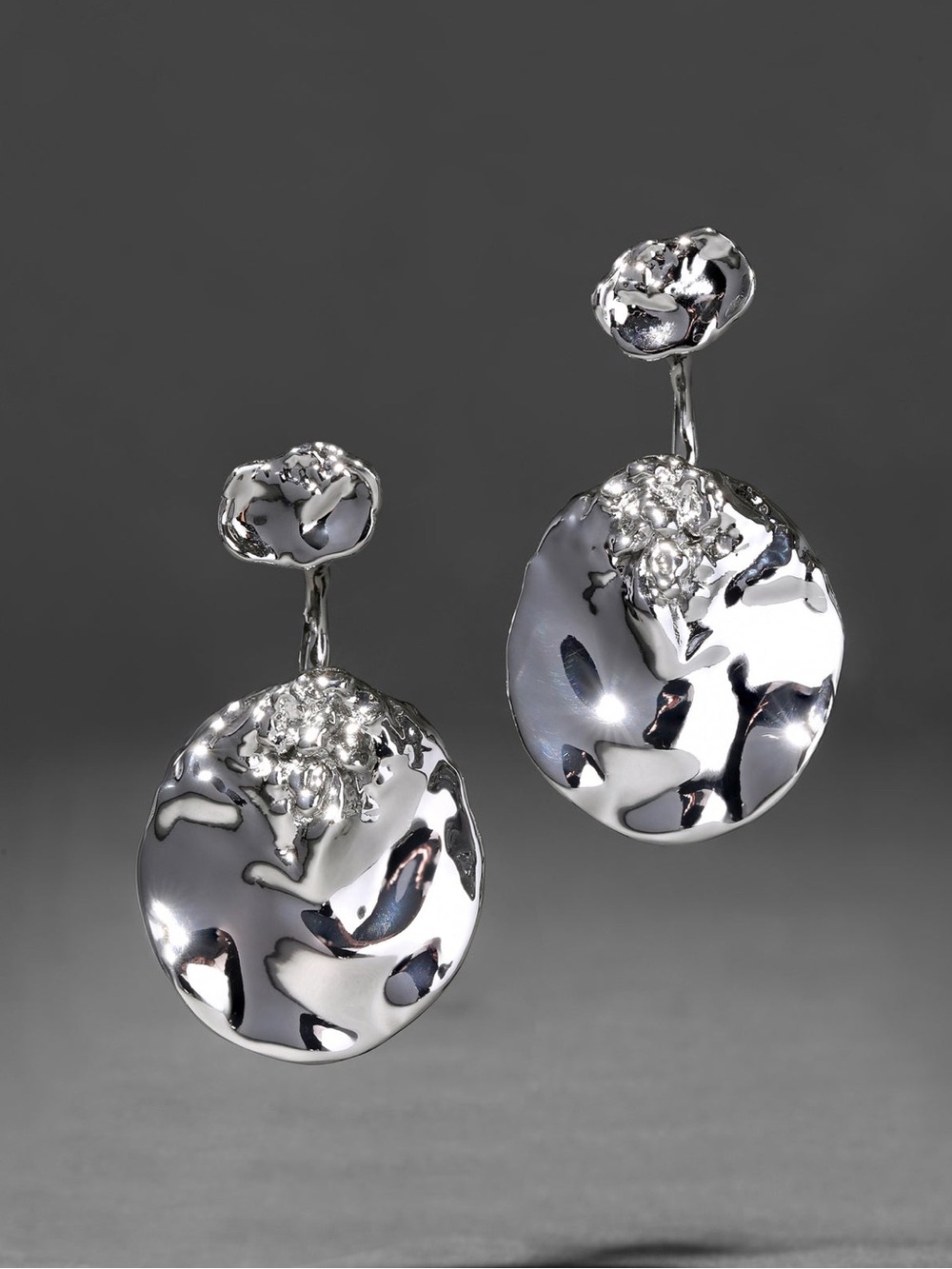Alexis Bittar Brut Silver Coin Front Back Earrings